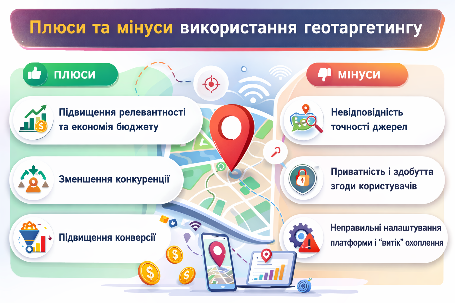 Плюсы и минусы геотаргетинга